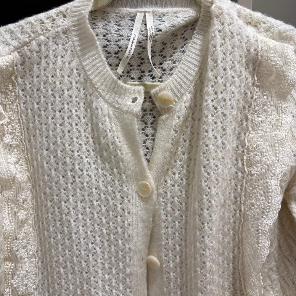 Anthropologie knit lace Cream Women's Sweater
